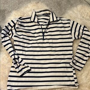 Zara Navy and Cream Striped Pullover